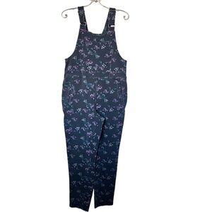 Billy T Floral Blue Overalls Size Small